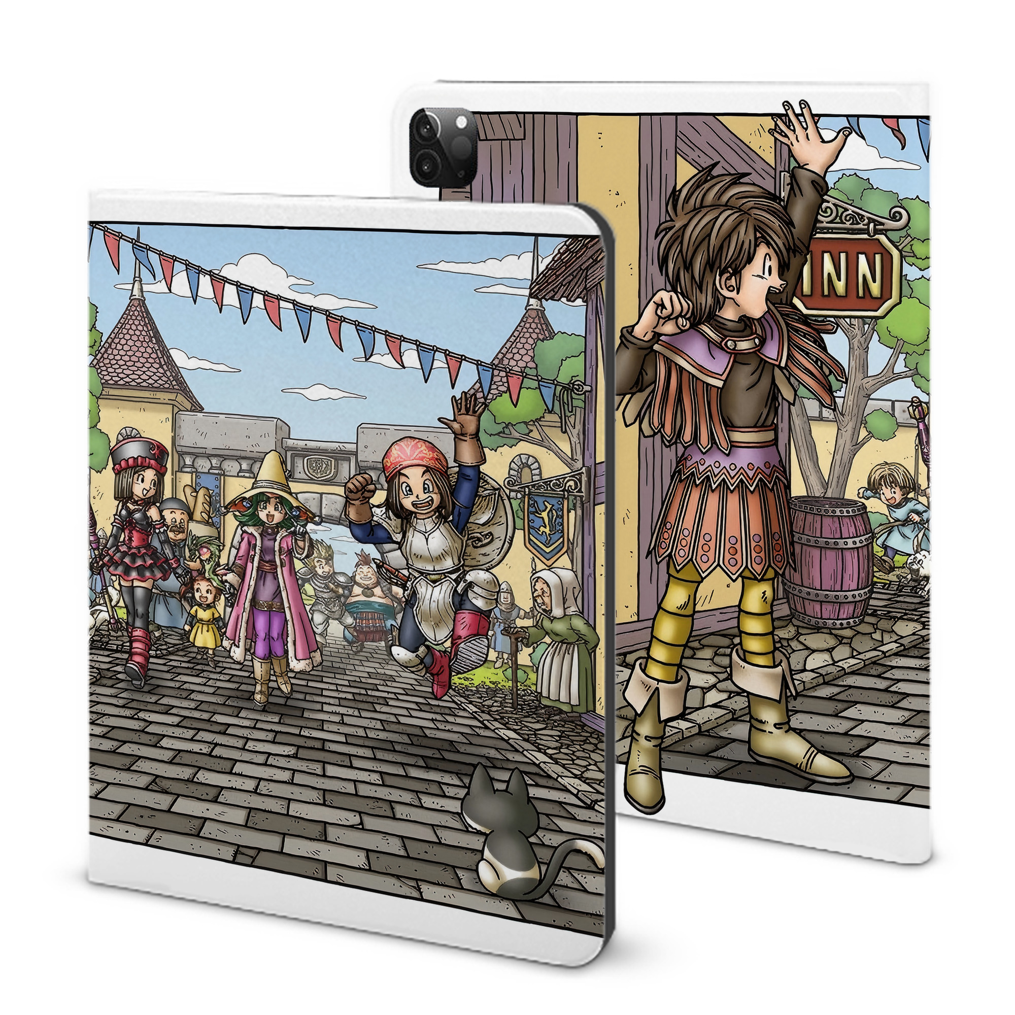 （画像用） ドラゴンクエスト Doragon Kuesuto Dragon Quest IPadケース ペンホルダー付き ブックスタイルデザイン